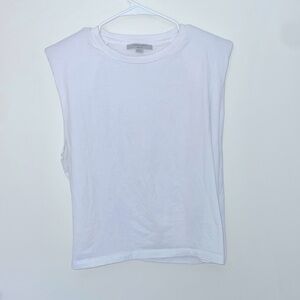 All Saints white muscle tee with shoulder pads
